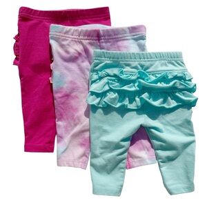 Set 3 Pair Garanimals Baby Girl Tie Dye Ruffle Leggings 3 Months